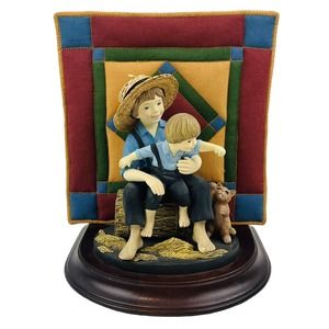 Amish Heritage Eli & Benjamin Figurine With Quilt #30013 Willitts Boxed‎
